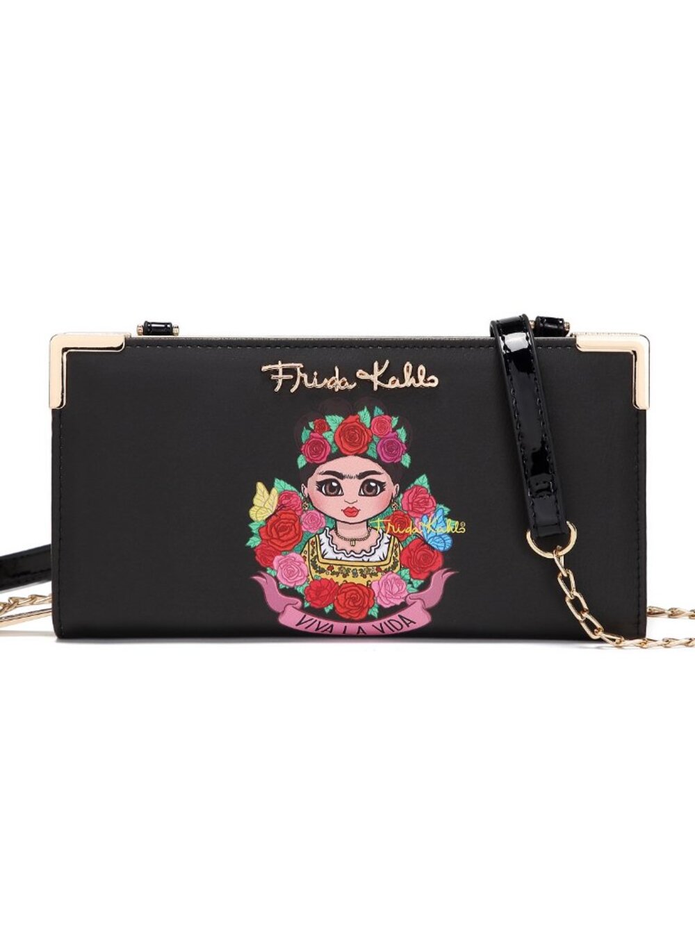 Frida Kahlo Authentic Fashion Wallet with Gold Hardware
